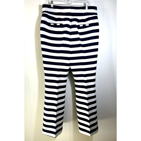 Halogen x Atlantic Pacific Blue White Nautical Stripe Sailor Pants Sz 16 Stretch - Picture 2 of 12